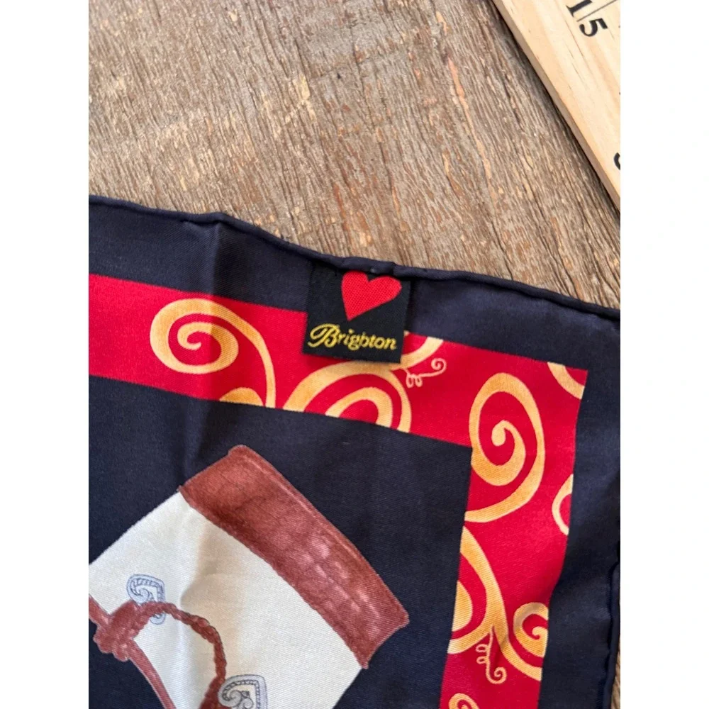 Brighton 100% Silk Square Scarf Black Red Novelty Accessories Print 21 Inch - Picture 3 of 4